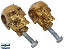 Risers de guidon Skull Custom Brass Old School 1" pour Harley Bobber Chopper ...