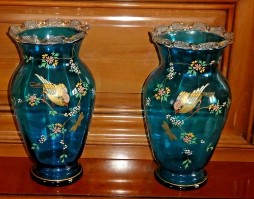 Paire vases émaillés - de,