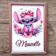 Cadre personnalisé Stitch Disney prénoms au choix paillettes glitter strass