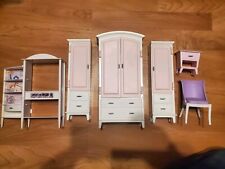 Rare HTF 3 piece Barbie dollhouse Furniture bedroom Armoire closet With Extras