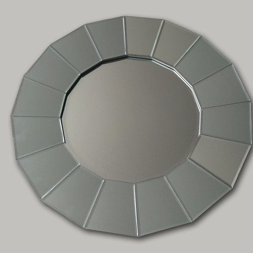 Round mirror tiled wall - tiled,