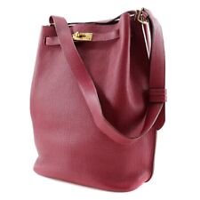 HERMES So Kelly 26 Rouge Leather Shoulder Bag Handbag Women Authentic