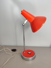 Antique Vintage Orange Articulated Head Industrial Office Workshop Lamp