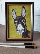 Peinture à l'huile d'âne 5 x 7 portrait d'âne original art mural d'âne