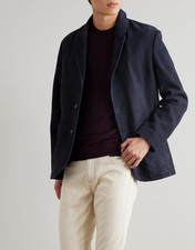 Manteau blazer homme en cuir bleu marine pur daim taille S M L XL XXL 3XL