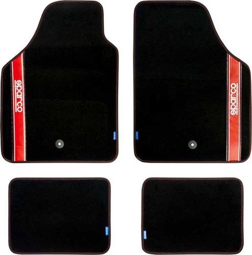 Tapis moquette bande rouge