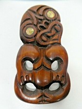 VINTAGE NEW ZEALAND MAORI TIKI STATUE PAUA SHELL EYES TIKI BAR 