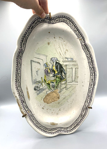 Grand plat faience ancien - en,