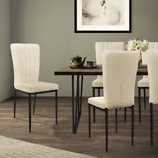 Lot de 4 Chaise de salle à manger en velours doux beige avec dossier ergonomique