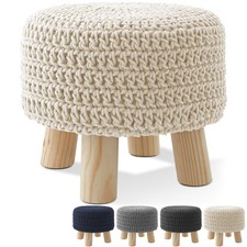 Cotton Pouf Ottoman Footstool