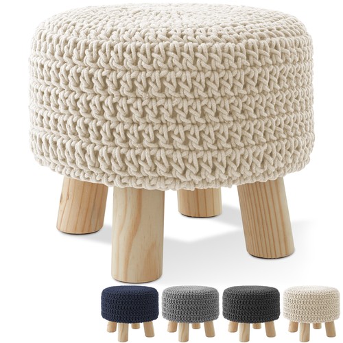 Cotton pouf ottoman - pouf,