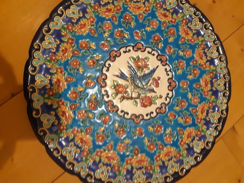 Antique large round enamel - antique,