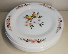 Lot 10 Antique Arcopal Plate France Floral Decor Vintage Orange D 23.5cm