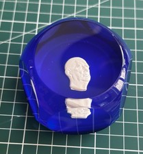 SAINT LOUIS PORTRAIT OF CHARLES DE GAULLE PAPER PRESS ON BLUE BACKGROUND