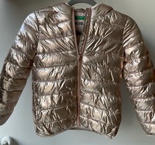 BENETTON - MANTEAU - DOUDOUNE IMPERMEABLE ROSE BRILLANTE - TAILLE 7-8 ANS -130cm