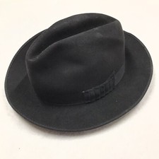 PANIZZA Felt Fedora Hat Men 7 Black USA Made Filmcore 40s Borsalino Homburg 