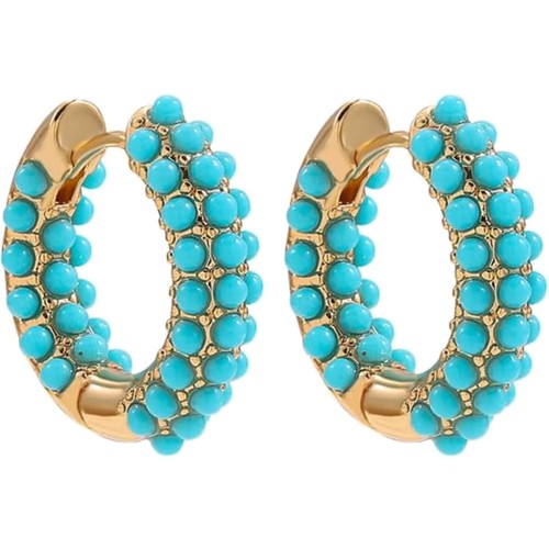 Créoles turquoises femme - turquoises, or