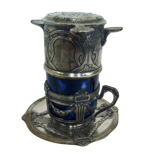 Tasse metal argente et - ,