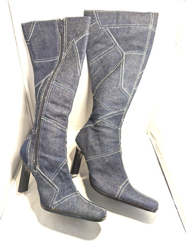 Vintage paprika denim boots - vintage,