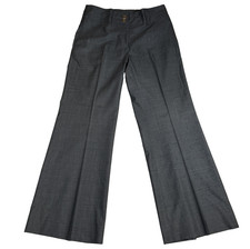 Carolina Herrera Pants Womens 8 Gray Wide Leg Dress Trousers CH Logo Buttons