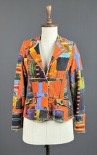 AVENTURES DES TOILES Multicolor Abstract Art Print Designer Blazer Jacket Sz 38