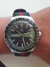 Yema Meangraf vintage! Fantastic black/green dial! 39mm case!