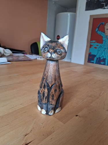 Figurine chat bois - chat, en
