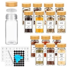 12pcs Glass spice jars with
