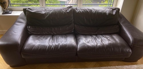 Large canapé cuir marron - large,