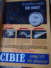CIBIE projector headlight car advertising paper FRANCE ILLUSTRATION AUTO 1952 collar
