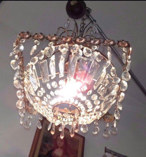 Beau Lustre Vintage Empire Montgolfière Crystal Pink Chandelier Ø33cm