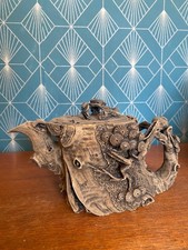 Antique Chinese Teapot, Yixing Sandstone, Natural Tree Trunk Decor.