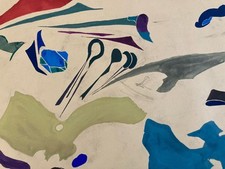 Very Beautiful Abstract Painting To Identify Gouache On Abstract Paper 1954 Art