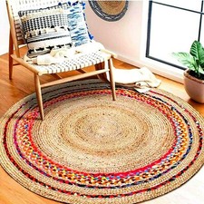 Tapis rond coton et jute mélangés tapis moderne aspect rustique tapis design ...
