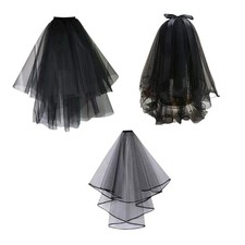 Voile de mariage en dentelle noire, pour spectacle sur scène, accessoires de