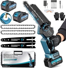 8 Inch Battery Chainsaw, Mini Electric Brushless Cordless Chainsaw with 8000mAh