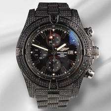 Breitling Super Avenger 48mm 8ct Glacé Cadran Noir Montre Homme Acier A13370