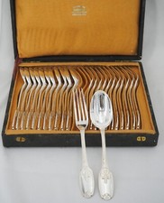Christofle Delafosse, 12 cutlery entremets, dessert, 24 pieces, silver metal