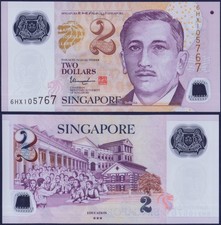 Singapour - P46l - 2 Dollars - Three 3 Solid Stars - POLYMER - #6HL - UNC