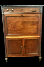 secrétaire Louis XVI en placage d'acajou dessus marbre . XIX siècle.