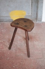OLD STOOL BENCH TRIPOD WOOD MILKING SHEPHERD BENCH or OTHER decoration 20th D