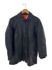 MILITARY Leather Jacket 80s ITALIA POLIZIA Italian Police Blouson -- BLK Used