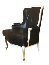 Louis XVI Bergere, Winged Back, Genuine Leather Armchair