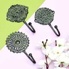 Laiton Finition Antique Mural Crochets Porte-Manteau Tissu Porte Vert Patine De