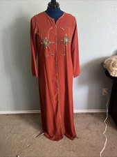 Handmade Orange Moroccan Djellaba Kaftan