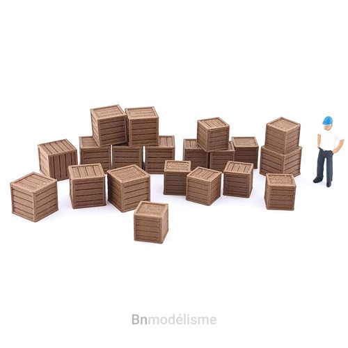Lot caisses bois cubes - 20, bois,