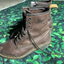 Dr Doc Martens Made In England BROWN Leather Vintage Classic Boots Size 7 Womens