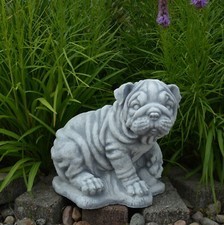 Figurine en pierre chien Shar-Pei H.26 cm 22 x 32 cm gris 13 kg béton blanc r...