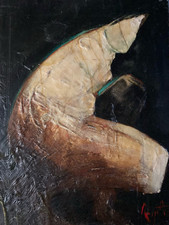 Très Belle Peinture Moderne Huile Sur Toile Abstrait Hst Abstraction Cire 1990?