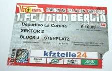 Football Ticket FC Union Berlin v Deportivo La Coruna friendly match amical 2010